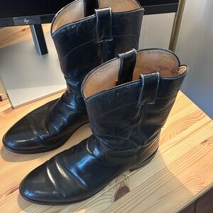 Justin 3133 Black Kipskin Roper Western Mens Boots